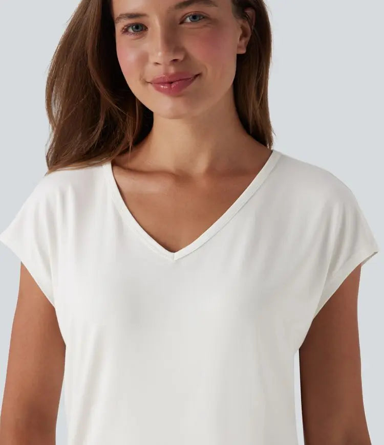 Tričko s V-výstřihem a krátkým rukávem