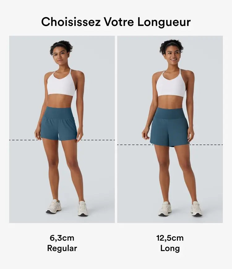 Krátké 12,5cm Jógové 2v1 S Vysokými Zádovými Kapsami a Skrytými Bočními Kapsami - Delší Délka