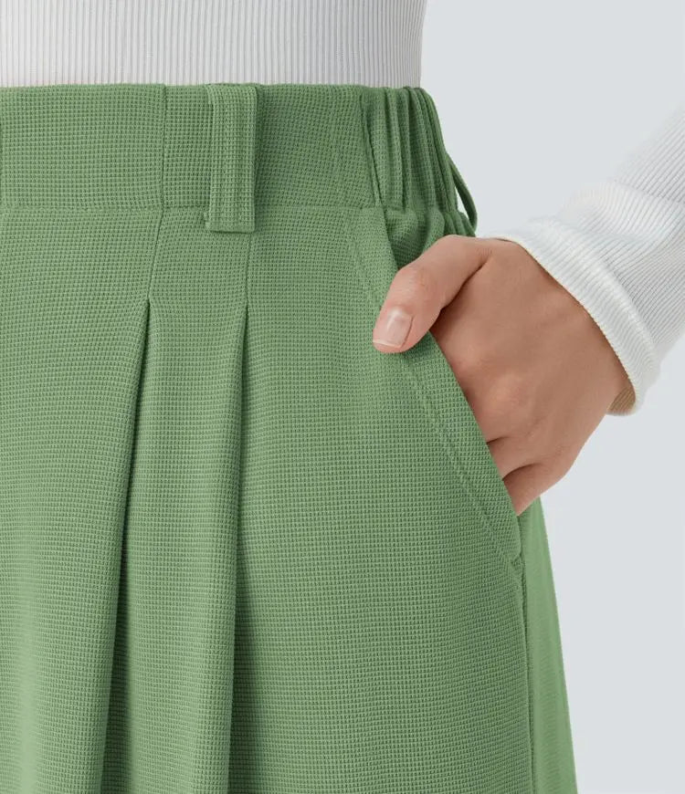 Halara Flex™ Dámské elegantní široké kalhoty s vysokým pasem a bočními kapsami - Úžasně pohodlné a stylové!