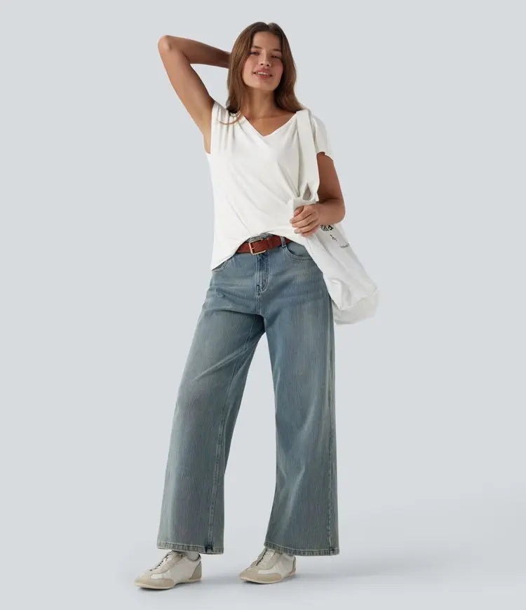 Tričko s V-výstřihem a krátkým rukávem