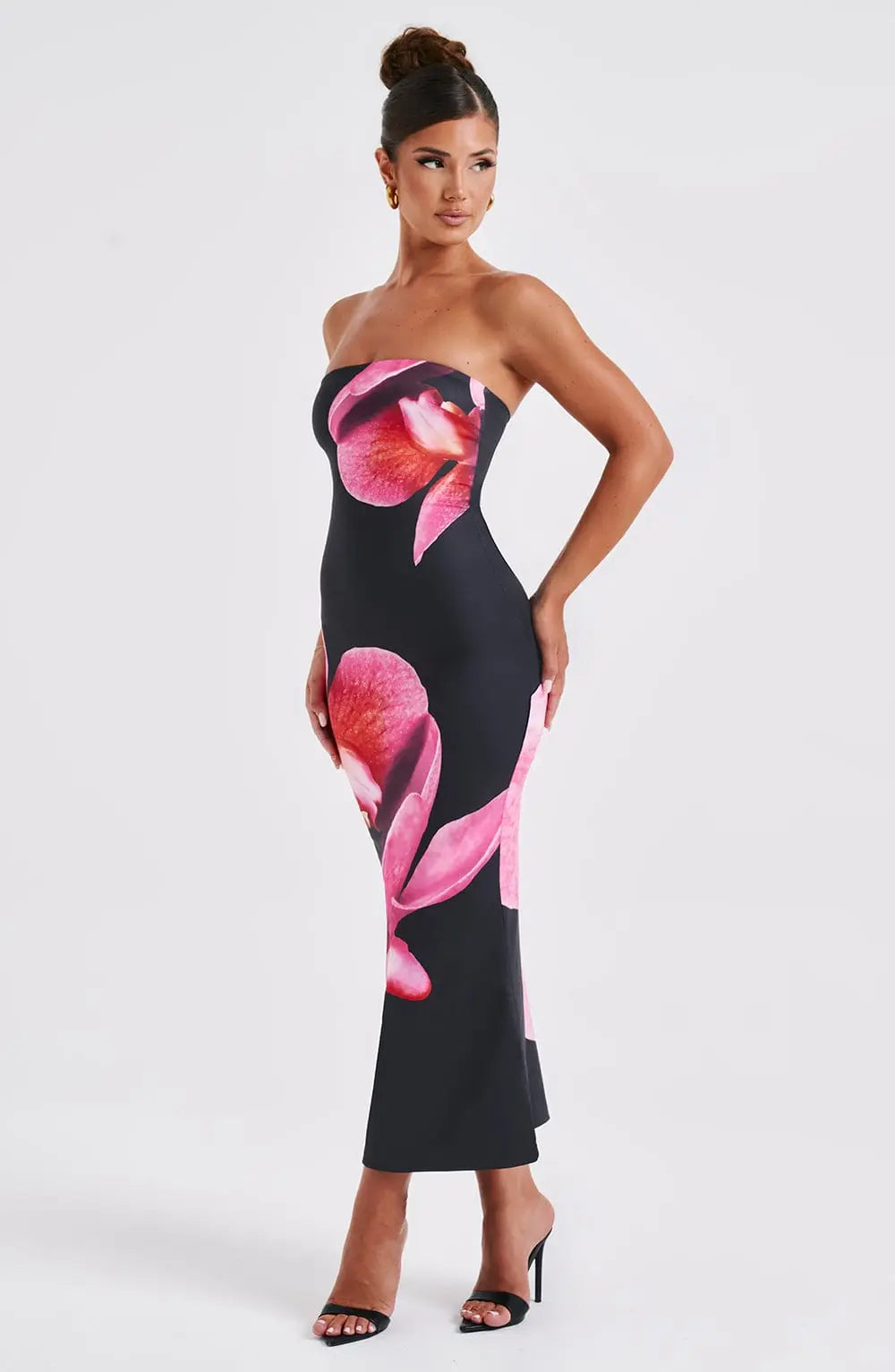 Šaty Allegra Midi - Černý Květinový Potisk