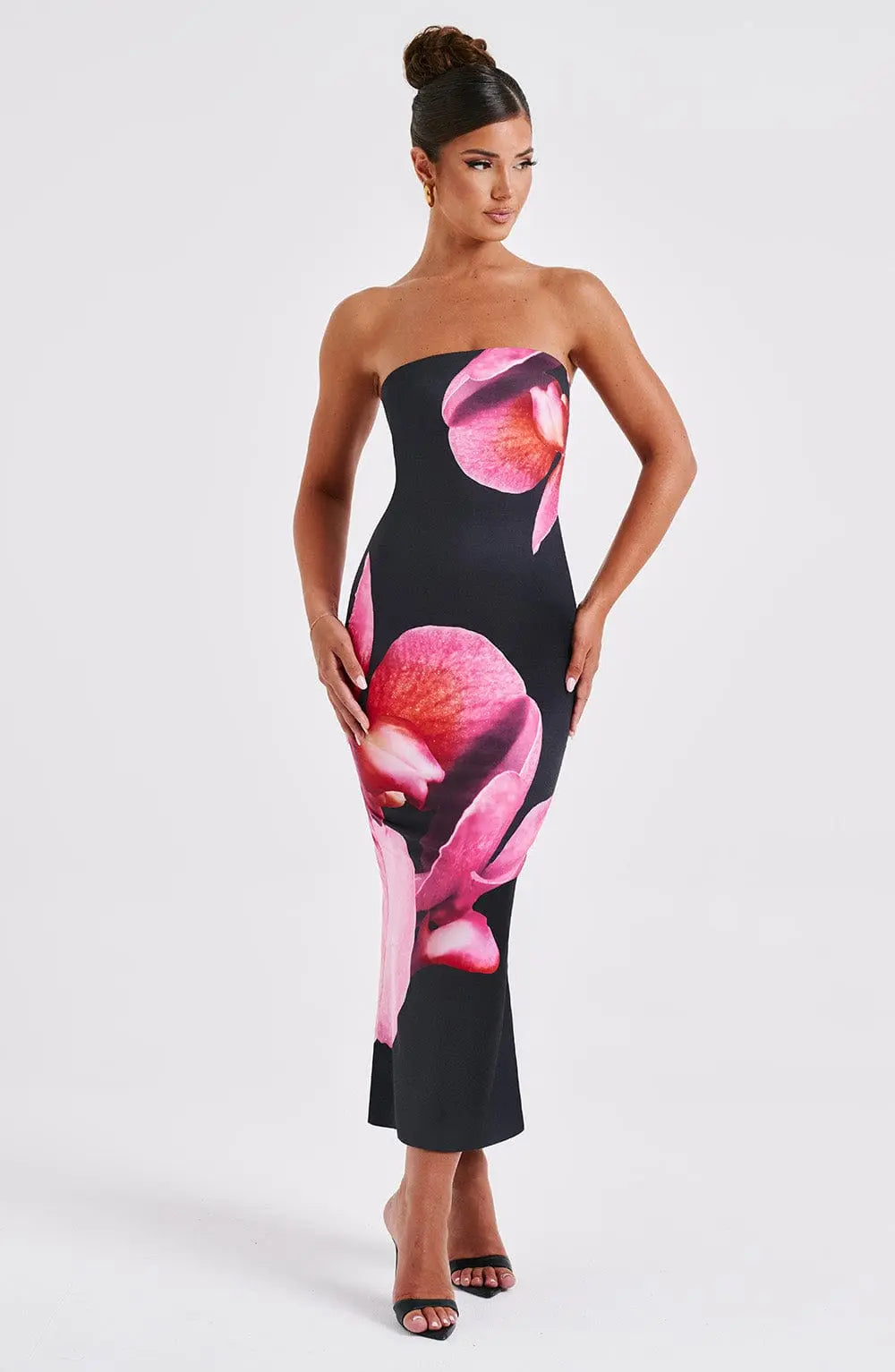 Šaty Allegra Midi - Černý Květinový Potisk