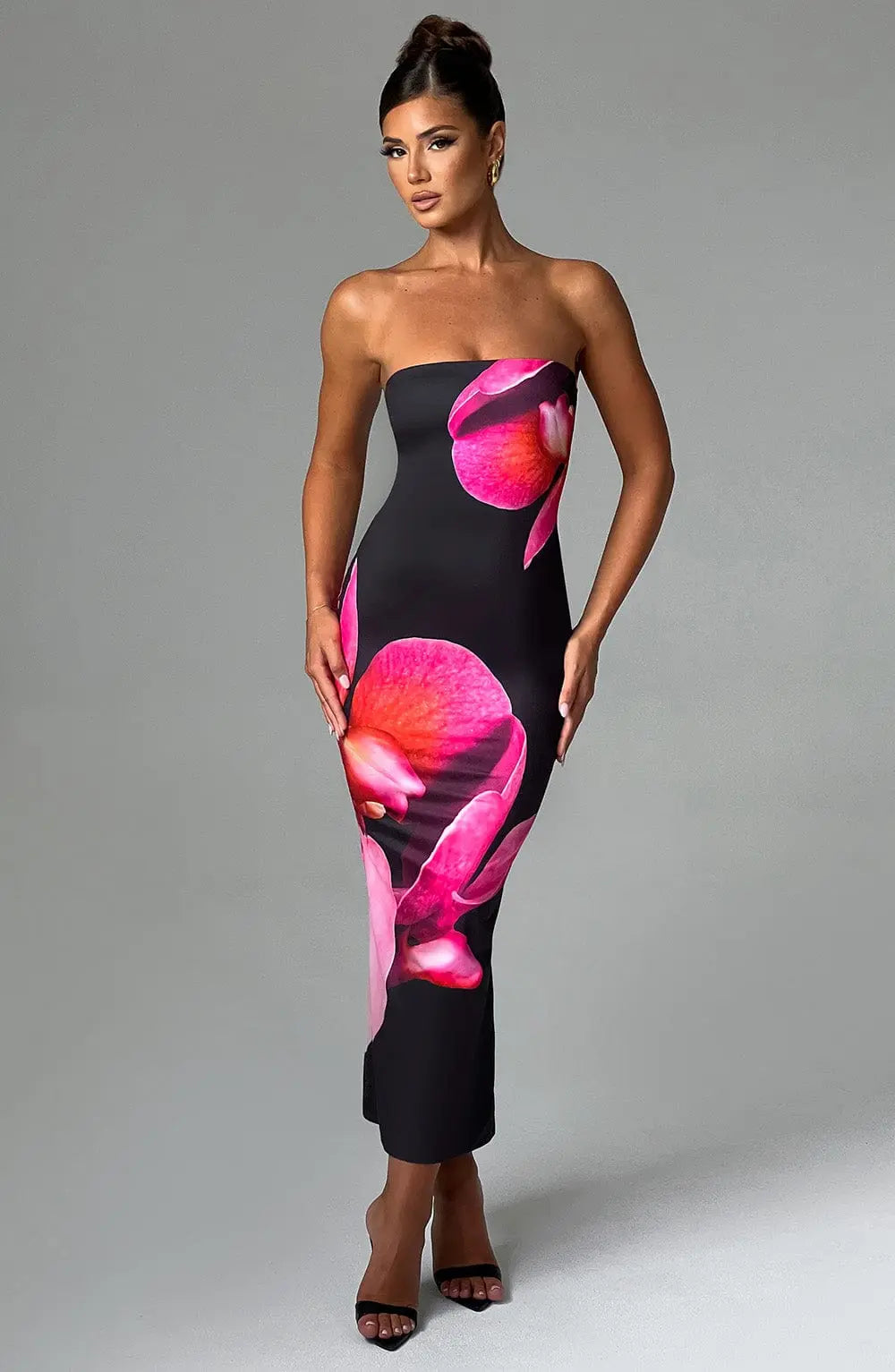 Šaty Allegra Midi - Černý Květinový Potisk