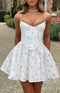 Analeigh Mini Šaty - Bílé Květinové Potisk