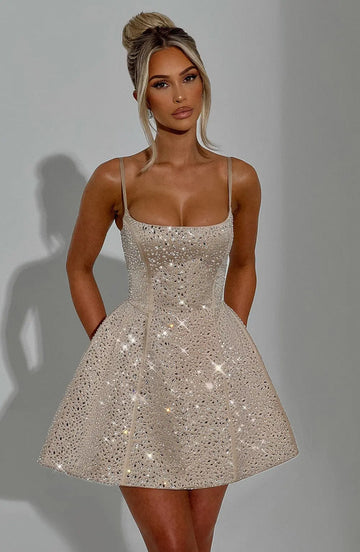 Angelique Mini Šaty - Šampaňské