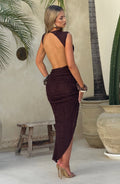 Šaty Aphrodite Midi - Plum Brown