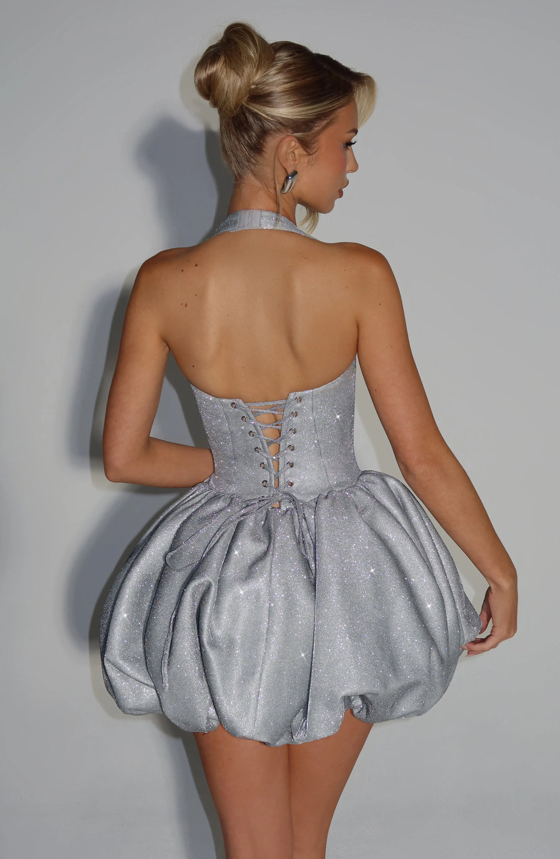 Araminta Mini Šaty - Stříbrná