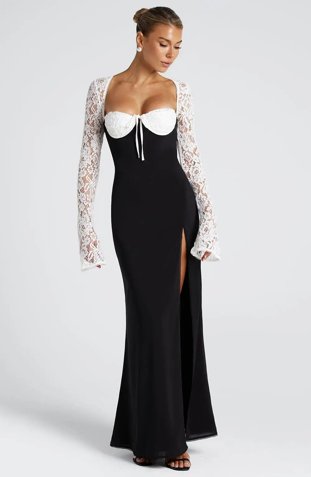 Šaty Aria Maxi - Černá/Bílá