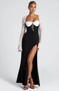 Šaty Aria Maxi - Černá/Bílá