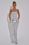 Dlouhé šaty Atari - Stříbrné