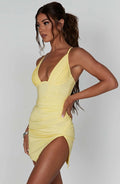 Aura Mini Šaty - Citrónová