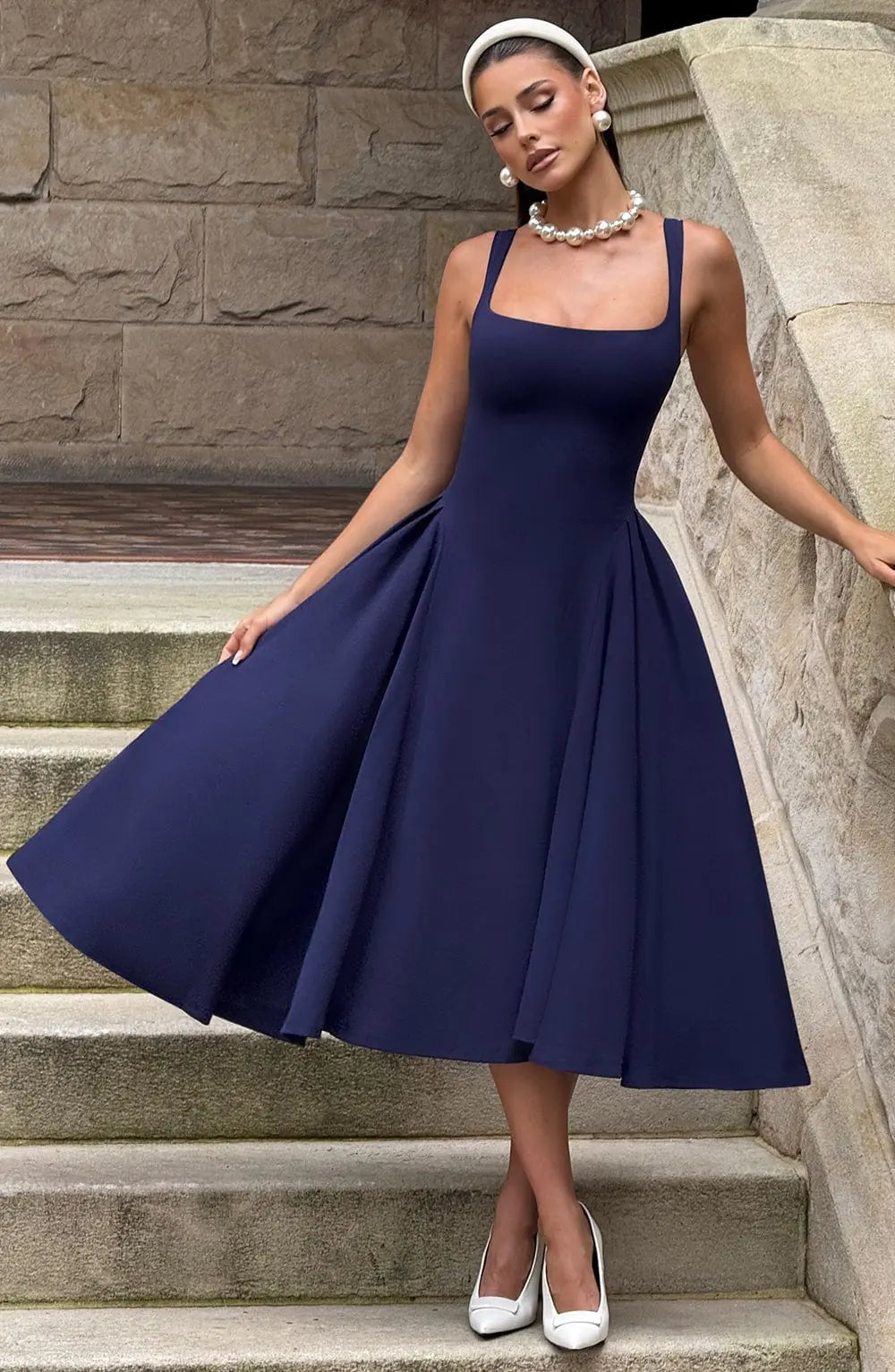 Betty Midi Šaty - Navy