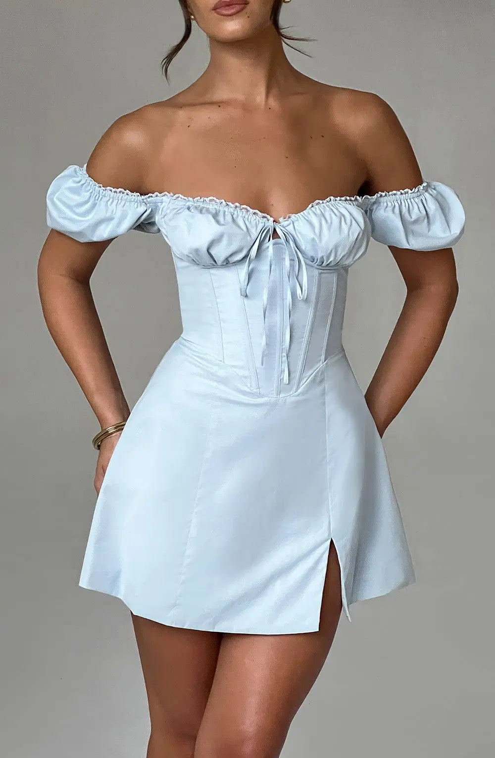 Caitlyn Mini Šaty - Modrá