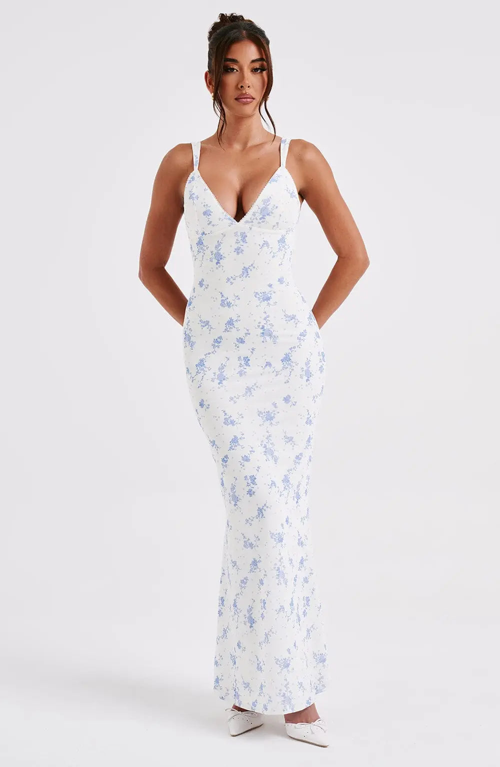Šaty Caoimhe Maxi - Modrý květinový potisk