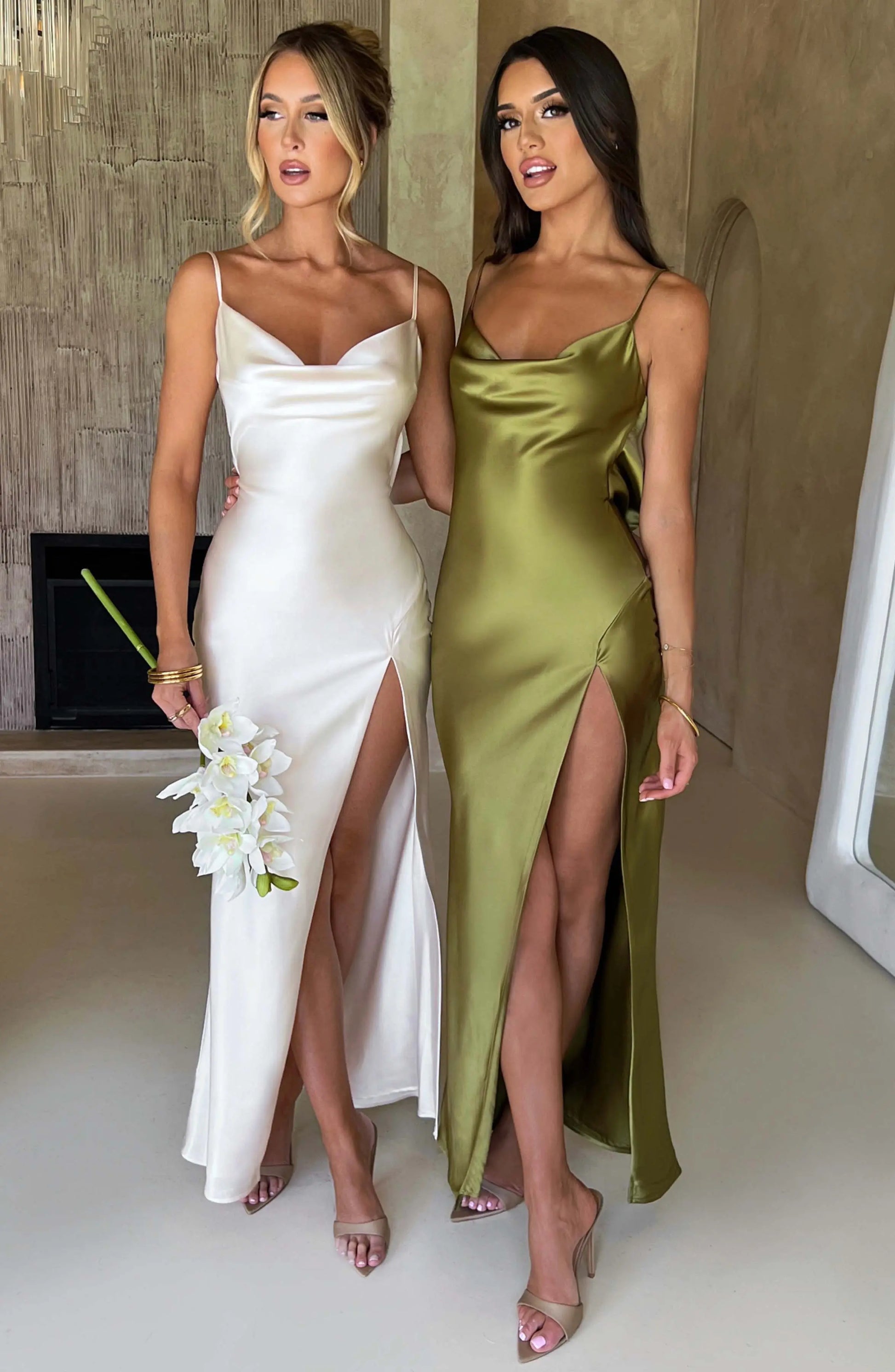 Celestina Maxi Šaty - Khaki