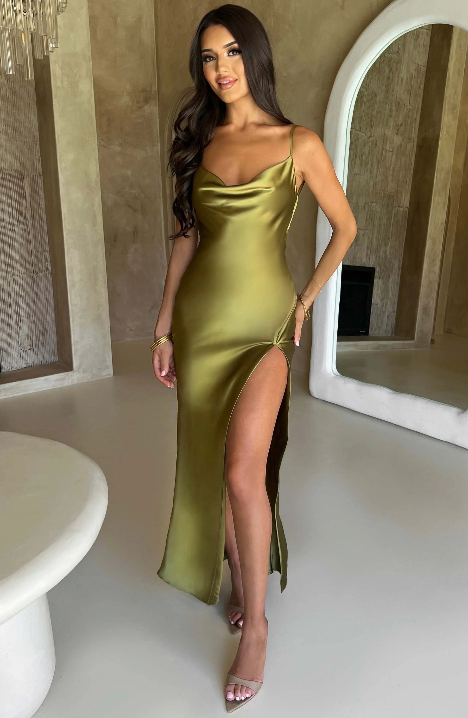 Celestina Maxi Šaty - Khaki