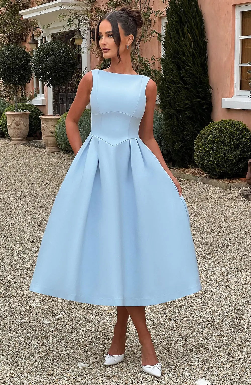 Clarabella Midi Šaty - Modrá