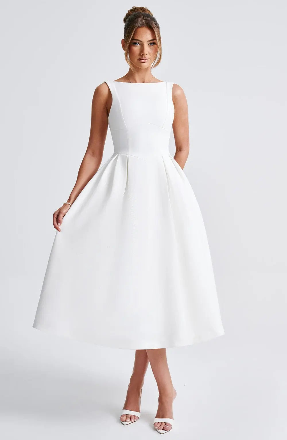 Clarabella Midi Šaty - Slonová kost