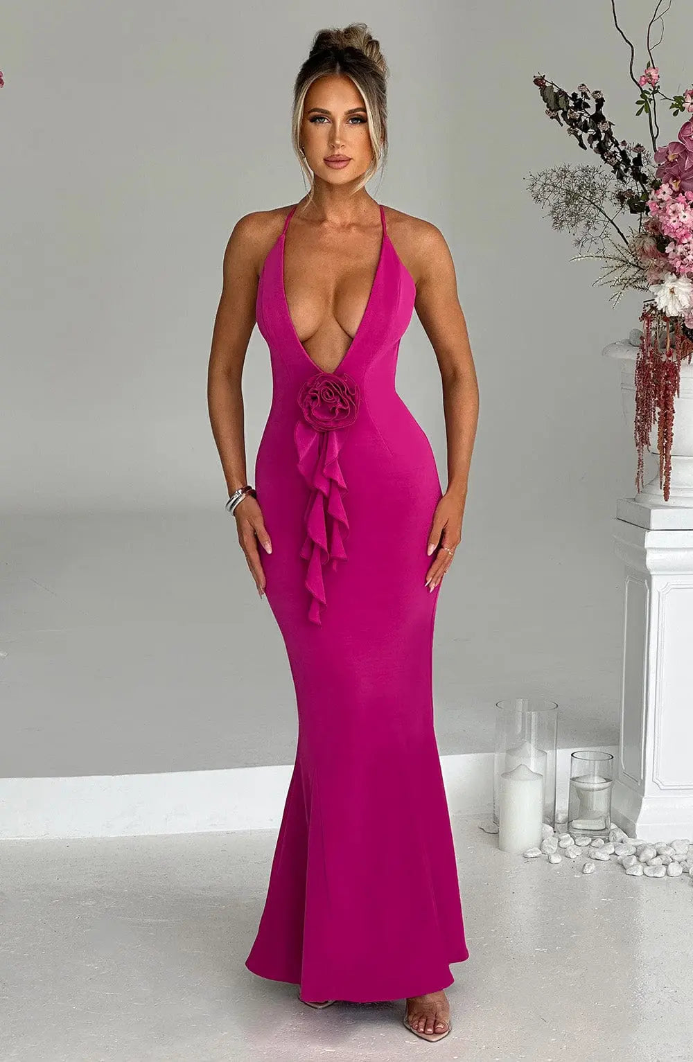 Constantina Maxi Šaty - Hot Pink