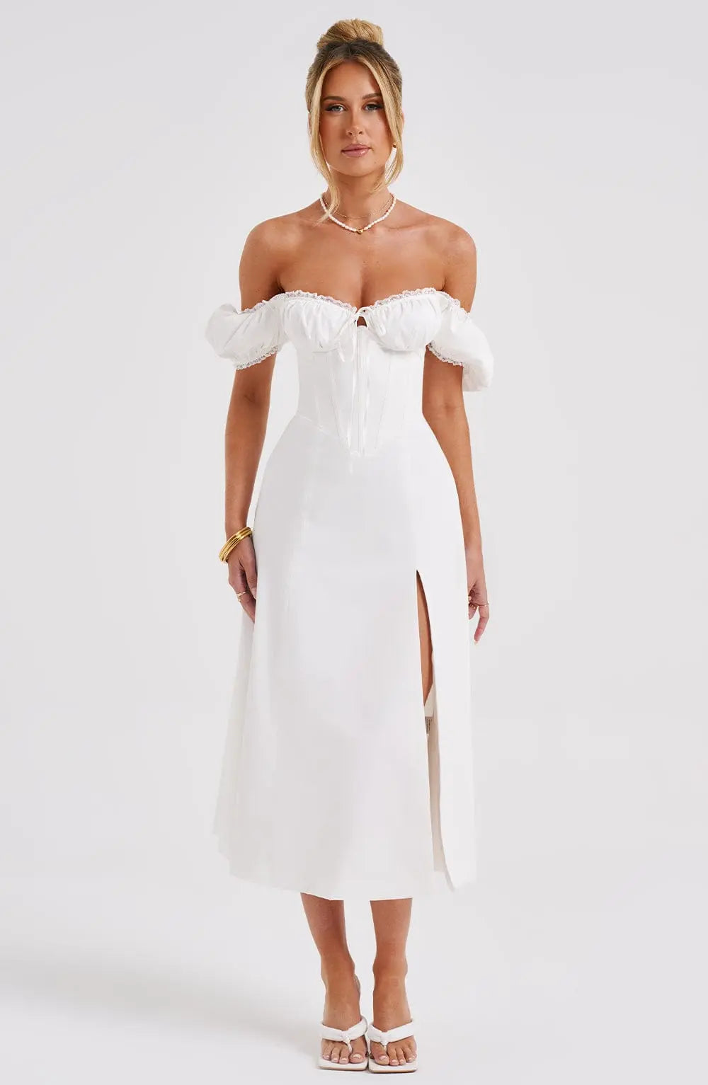 Courtney Midi Šaty - Slonová kost