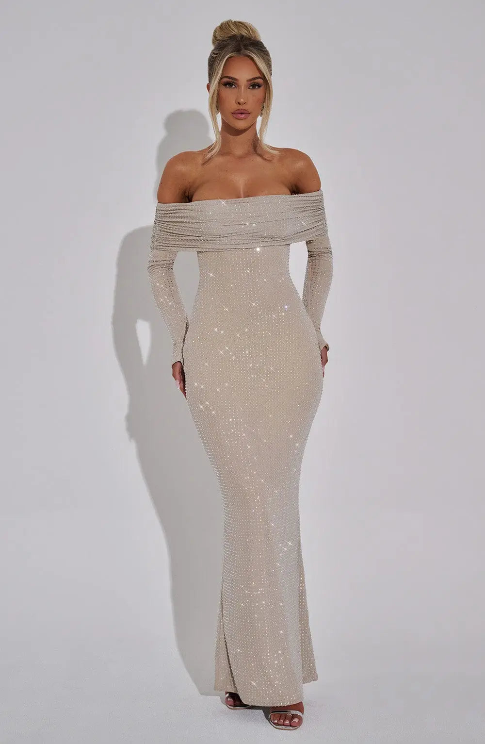 Cypřišové maxi šaty - Nude