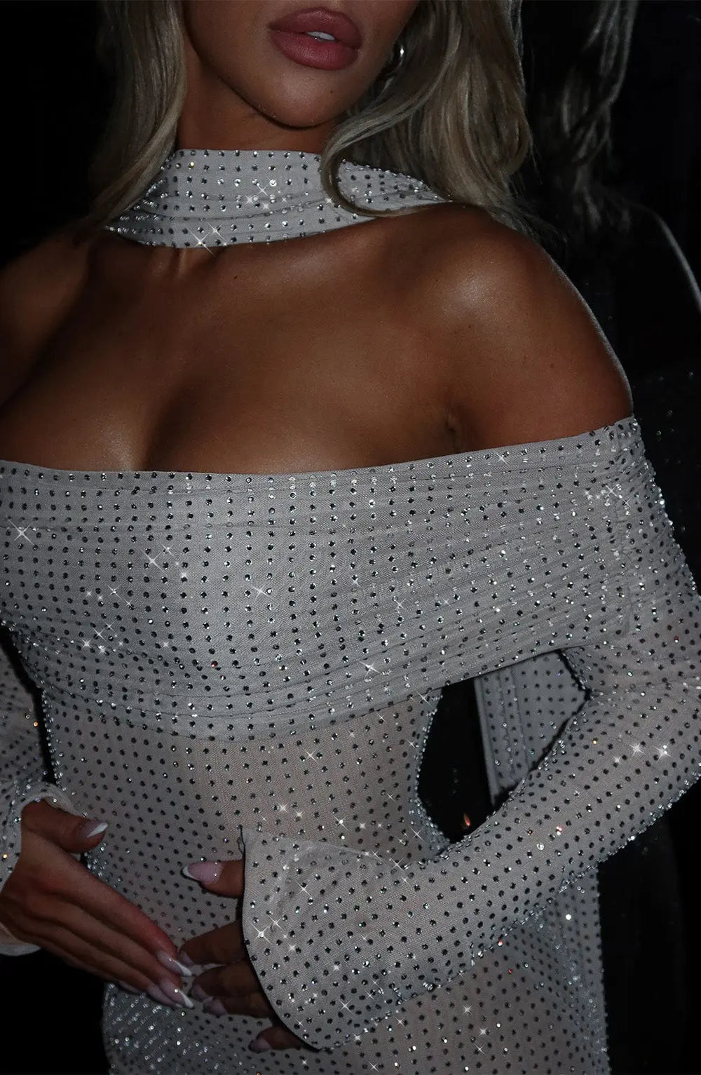 Cypřišové maxi šaty - Nude