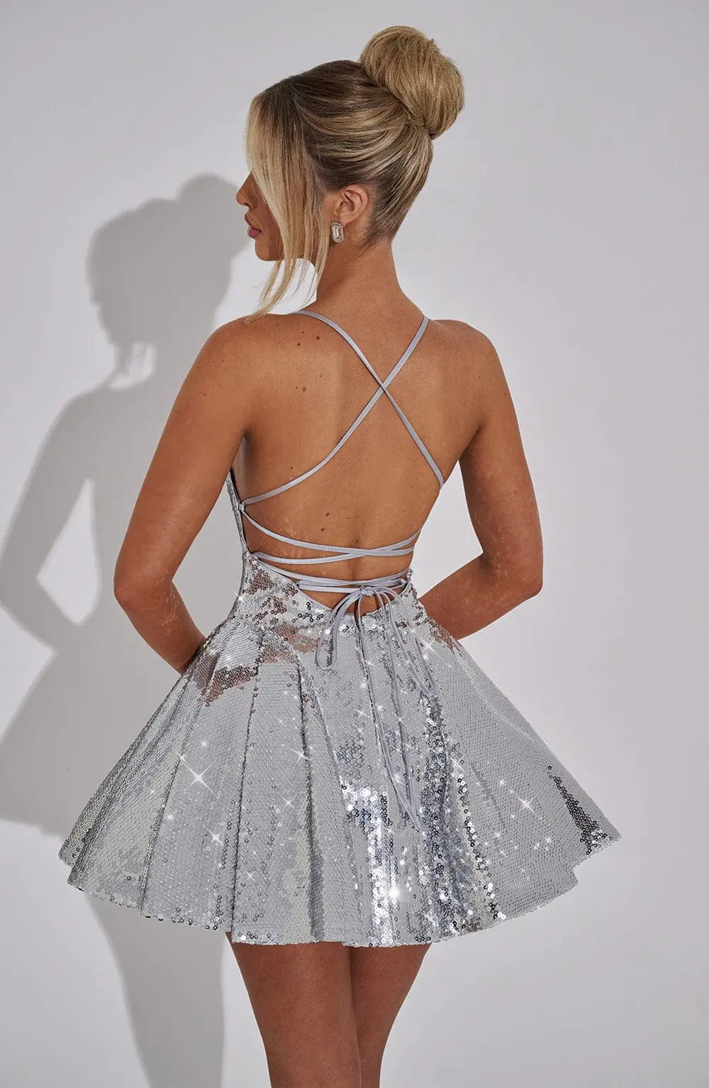 Electra Mini Šaty - Stříbrná