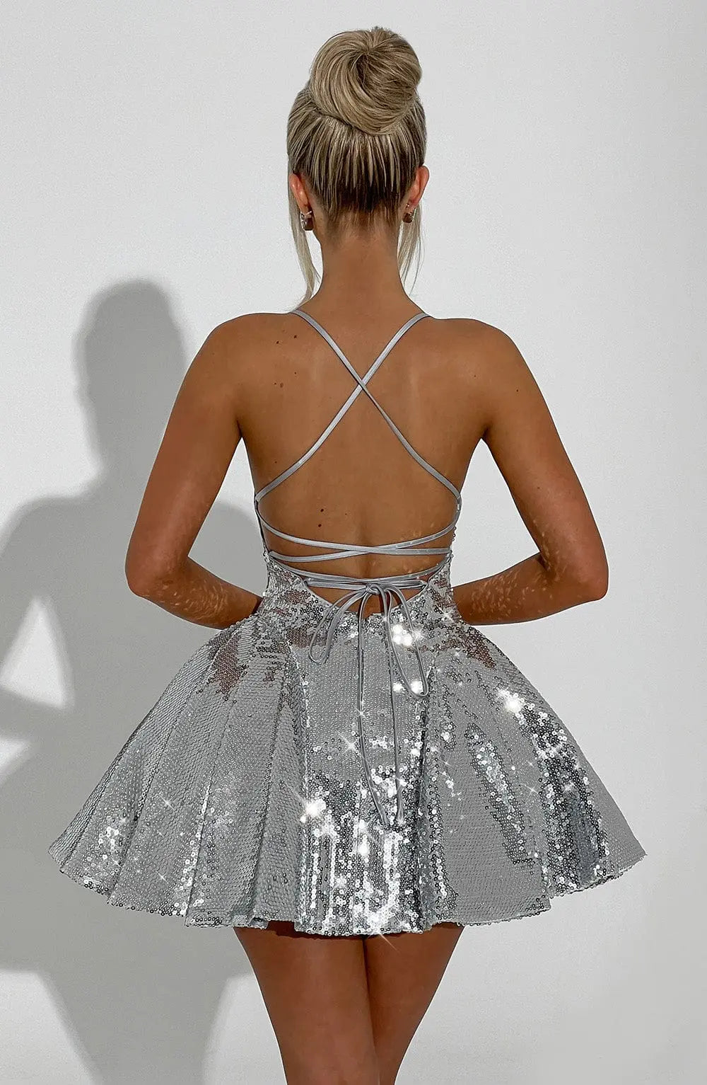 Electra Mini Šaty - Stříbrná