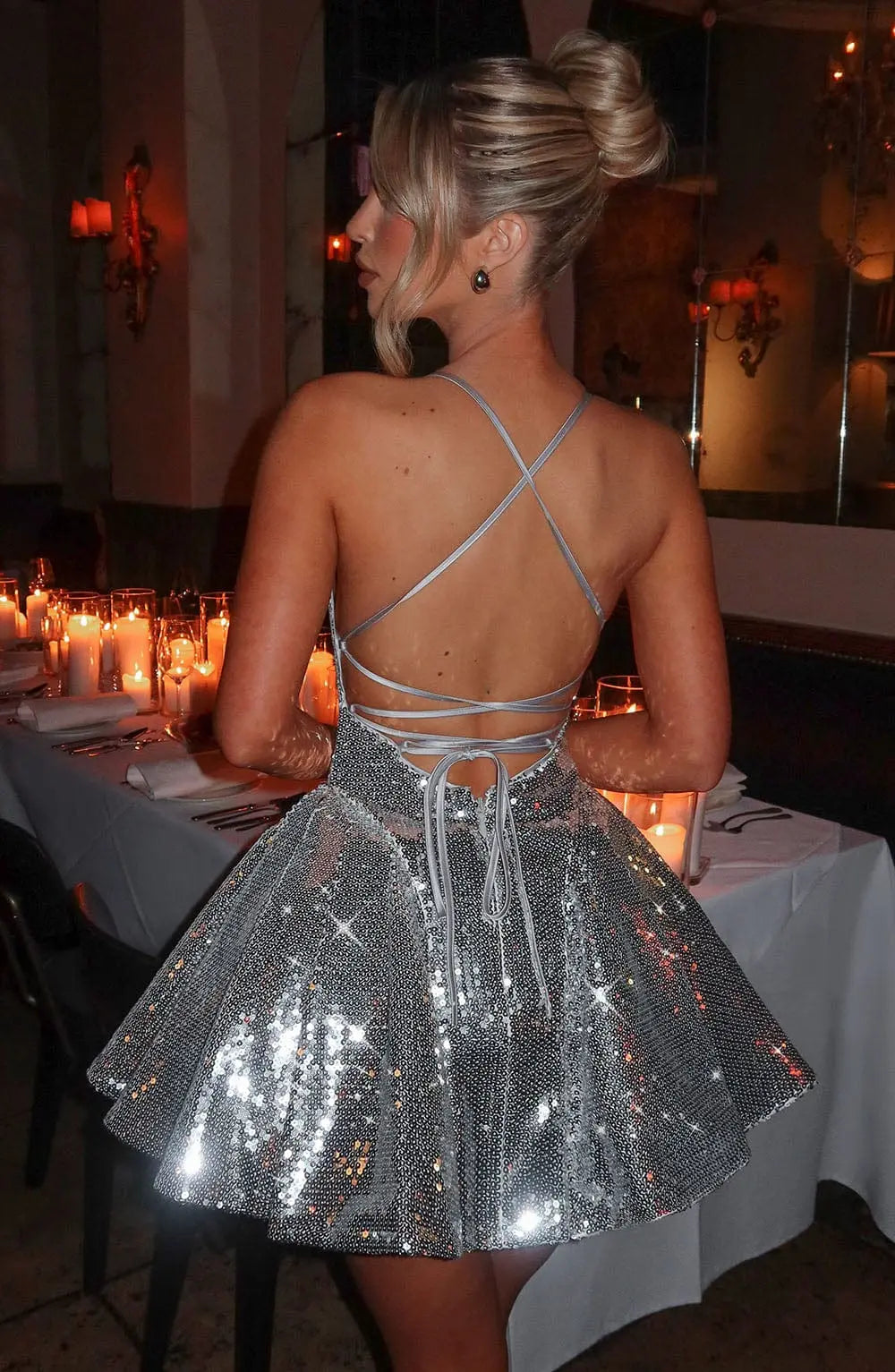 Electra Mini Šaty - Stříbrná