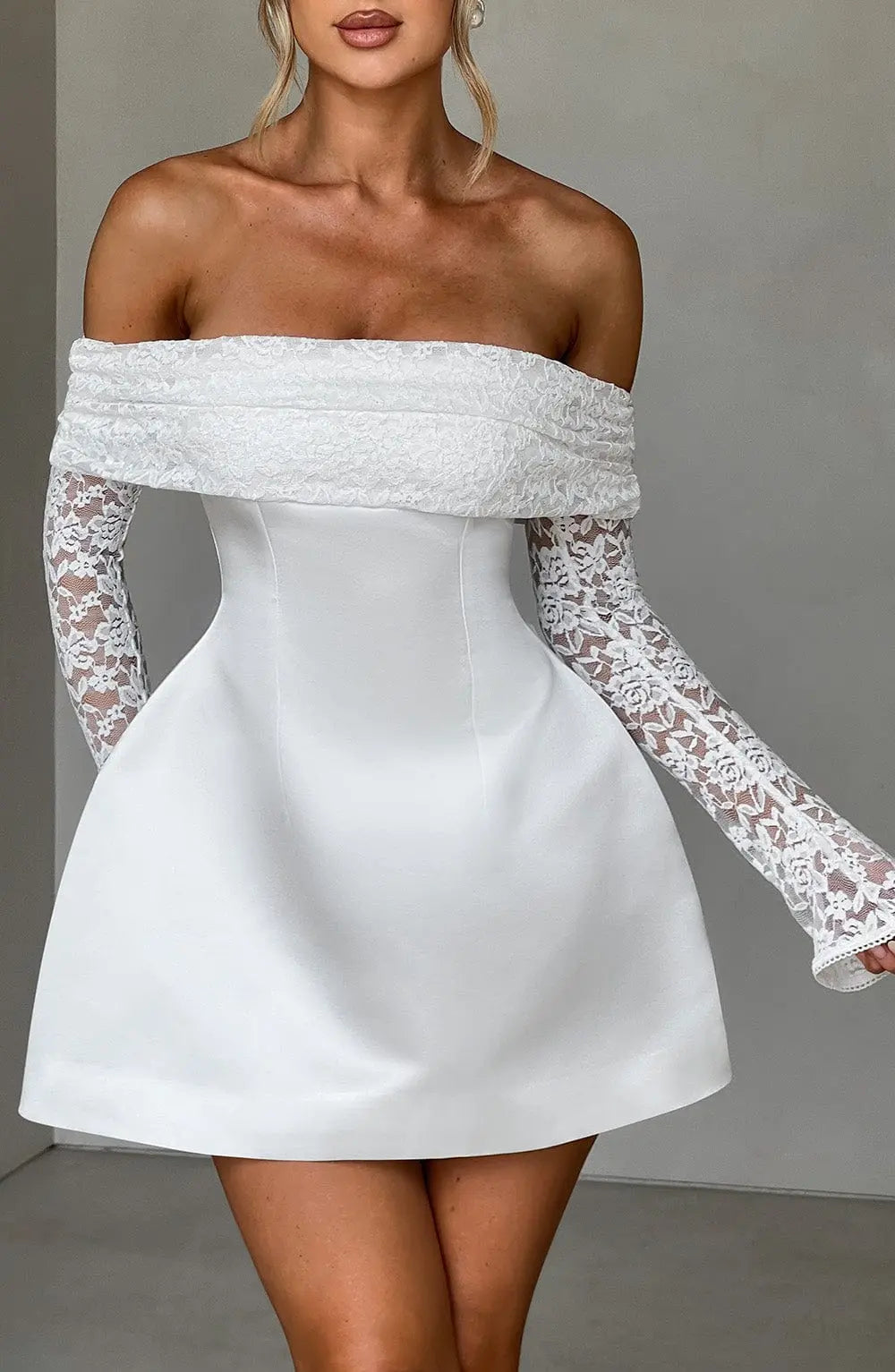 Mini šaty Georgianna - Slonová kost