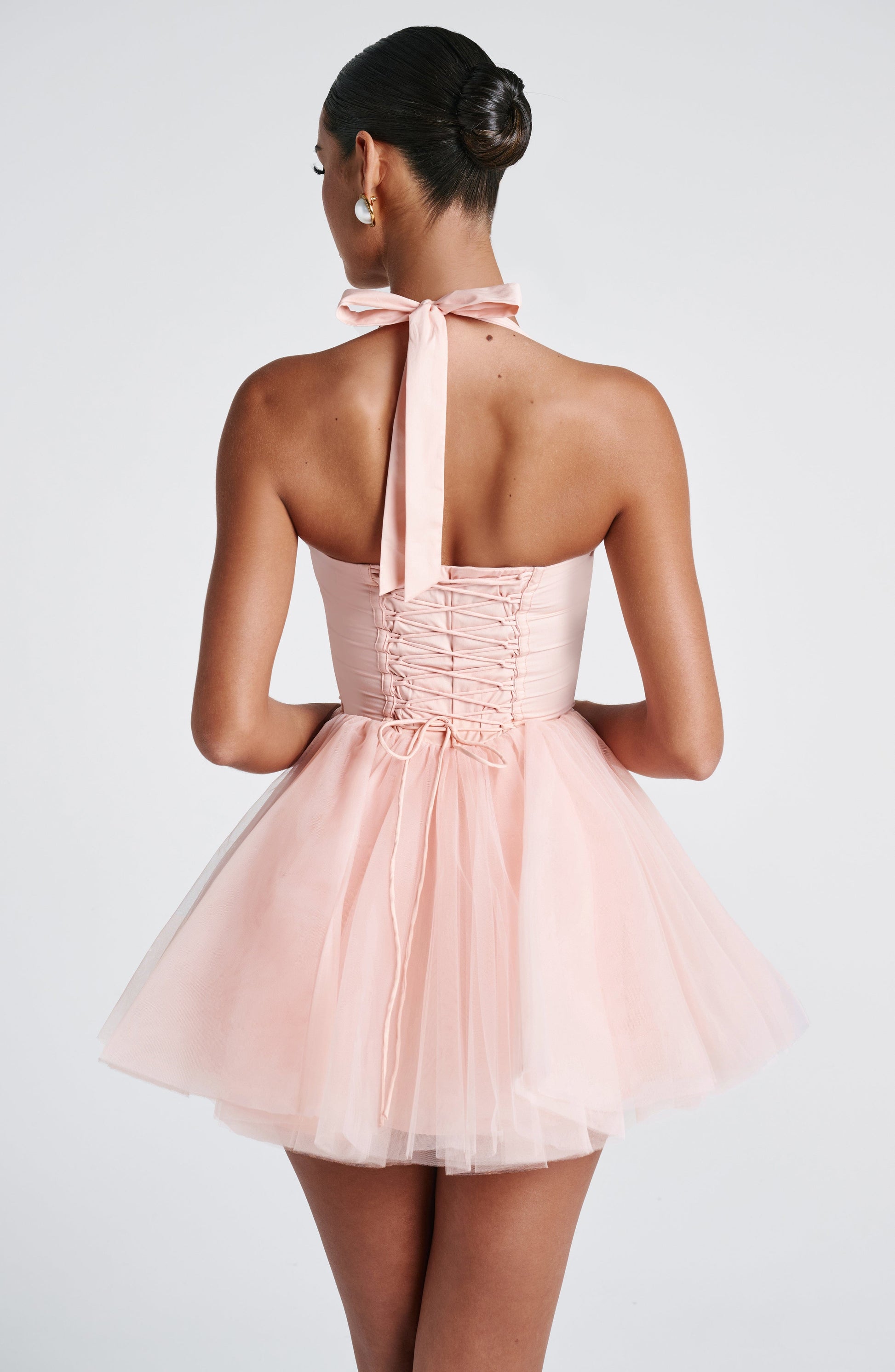 Klínové Mini Šaty - Jemná Broskev