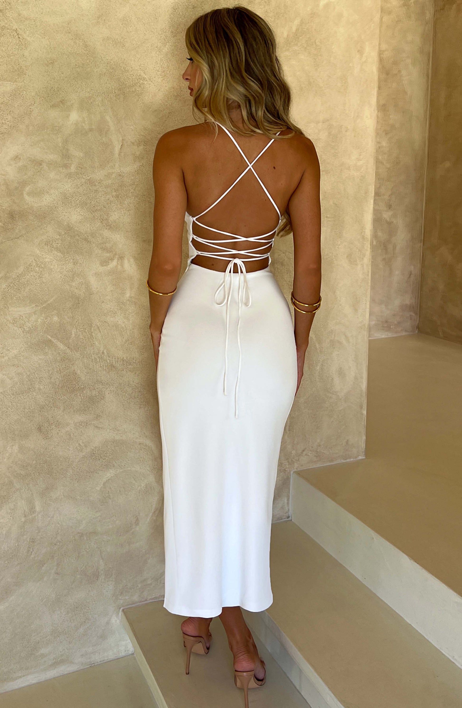 Kiana Midi Šaty - Bílá