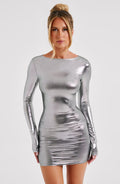 Kyranni Mini Šaty - Metalická šeď