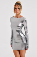 Kyranni Mini Šaty - Metalická šeď