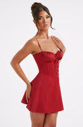 Krajkové Mini Šaty - Červená