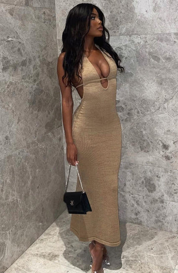 Lilliana Maxi Šaty - Béžová