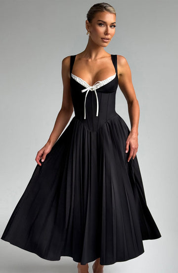 Šaty Natassia Midi - Černá/Bílá