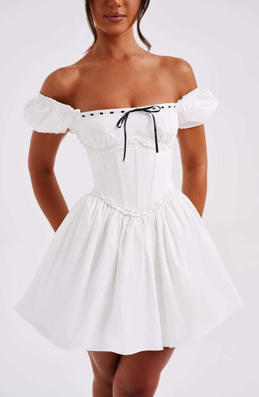 Penelope Mini Šaty - Černá/Bílá