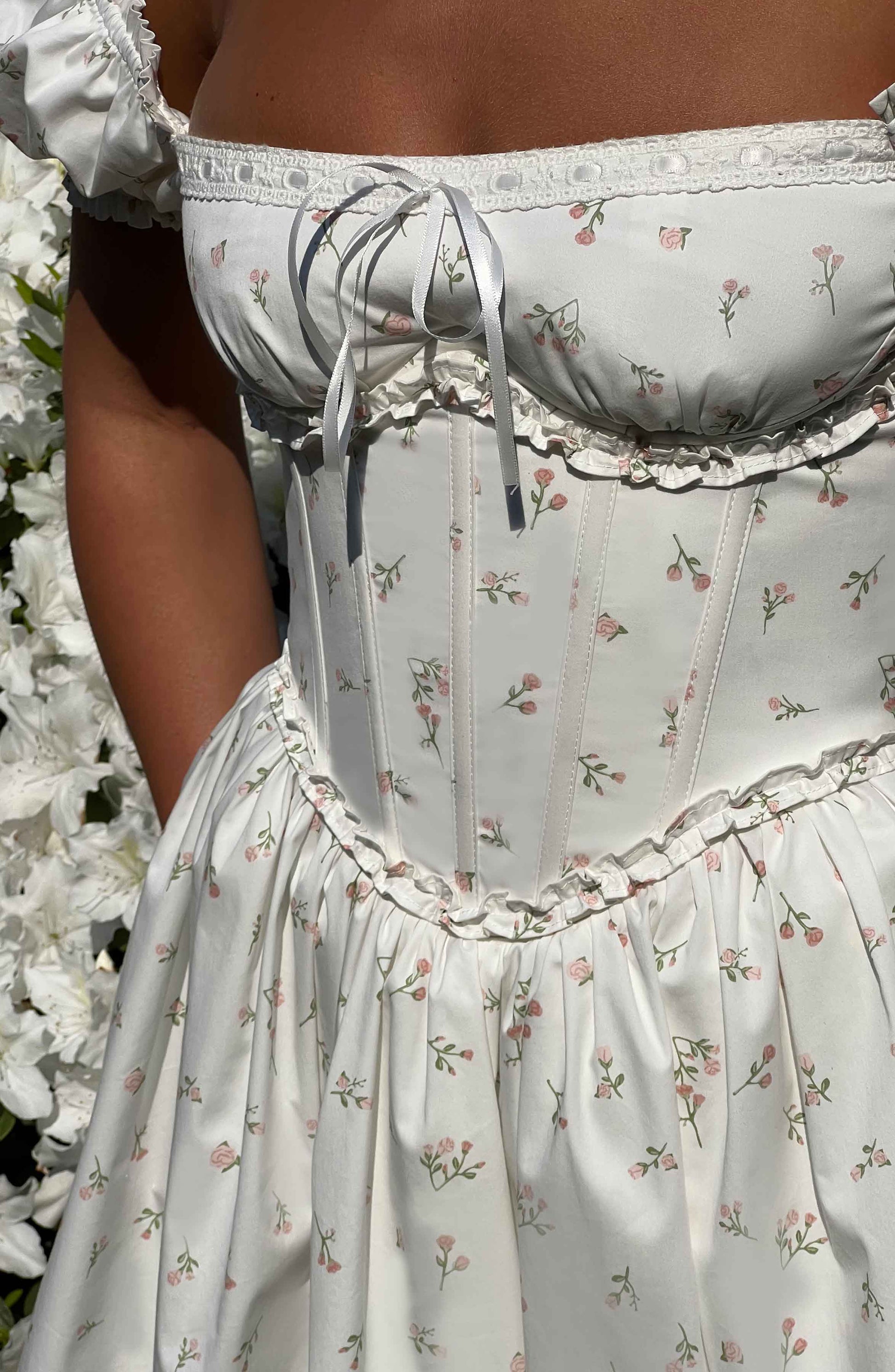 Mini šaty Penelope - Růžový květinový potisk