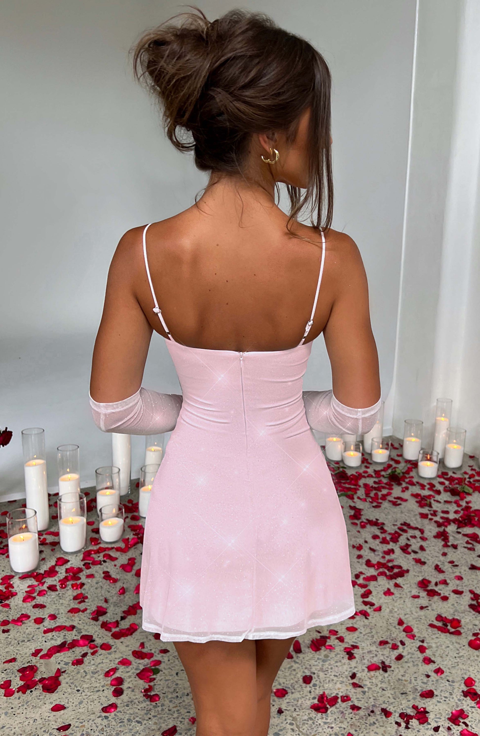 Pixie Mini Šaty - Růžová Jiskra