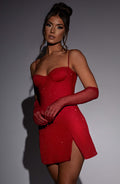 Pixie Mini Šaty - Červené Jiskření