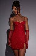 Pixie Mini Šaty - Červené Jiskření