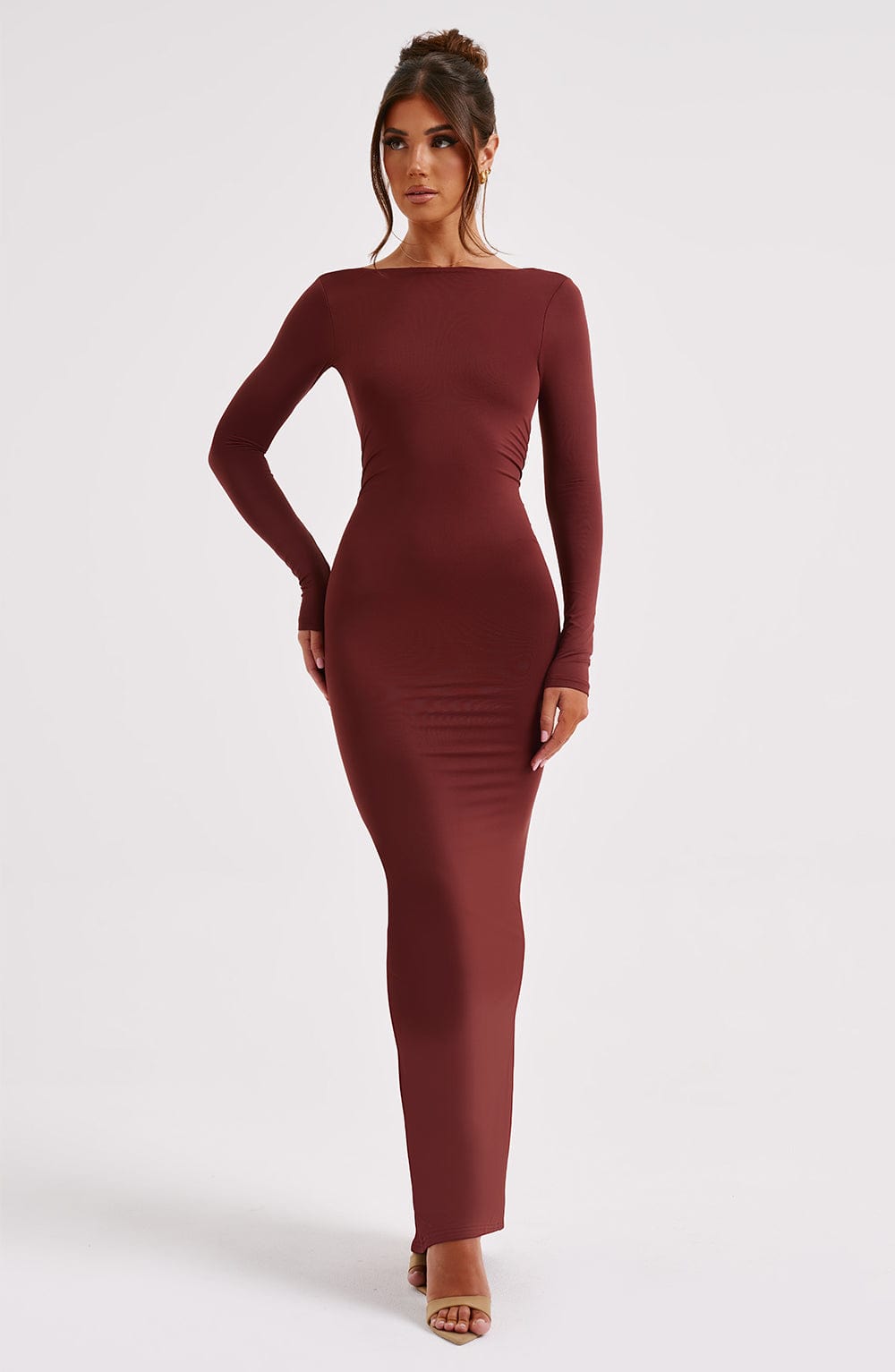 Rameesha Maxi Šaty - Hnědá