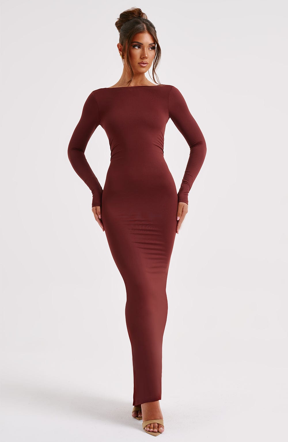 Rameesha Maxi Šaty - Hnědá