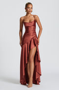 Samira Maxi Šaty - Rezavá