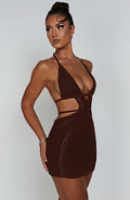 Mini šaty Selena - Čokoláda