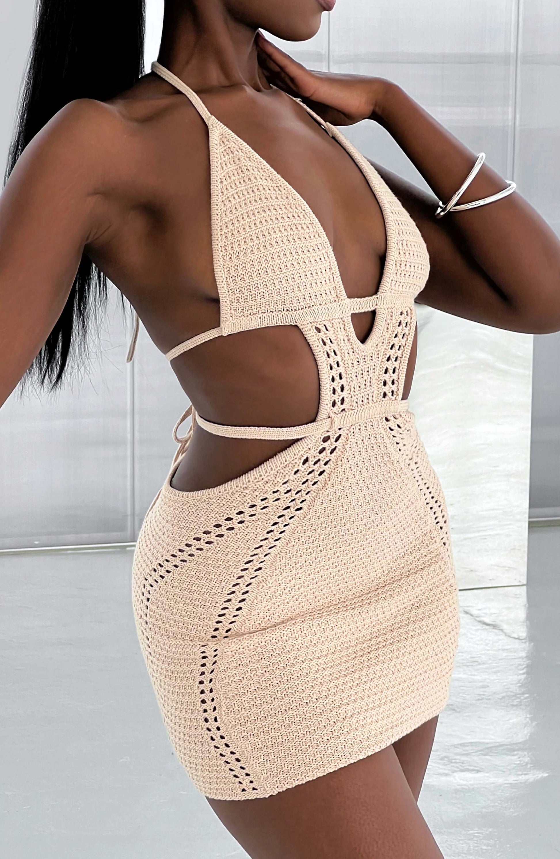 Dámské minišaty Selena - Krémová