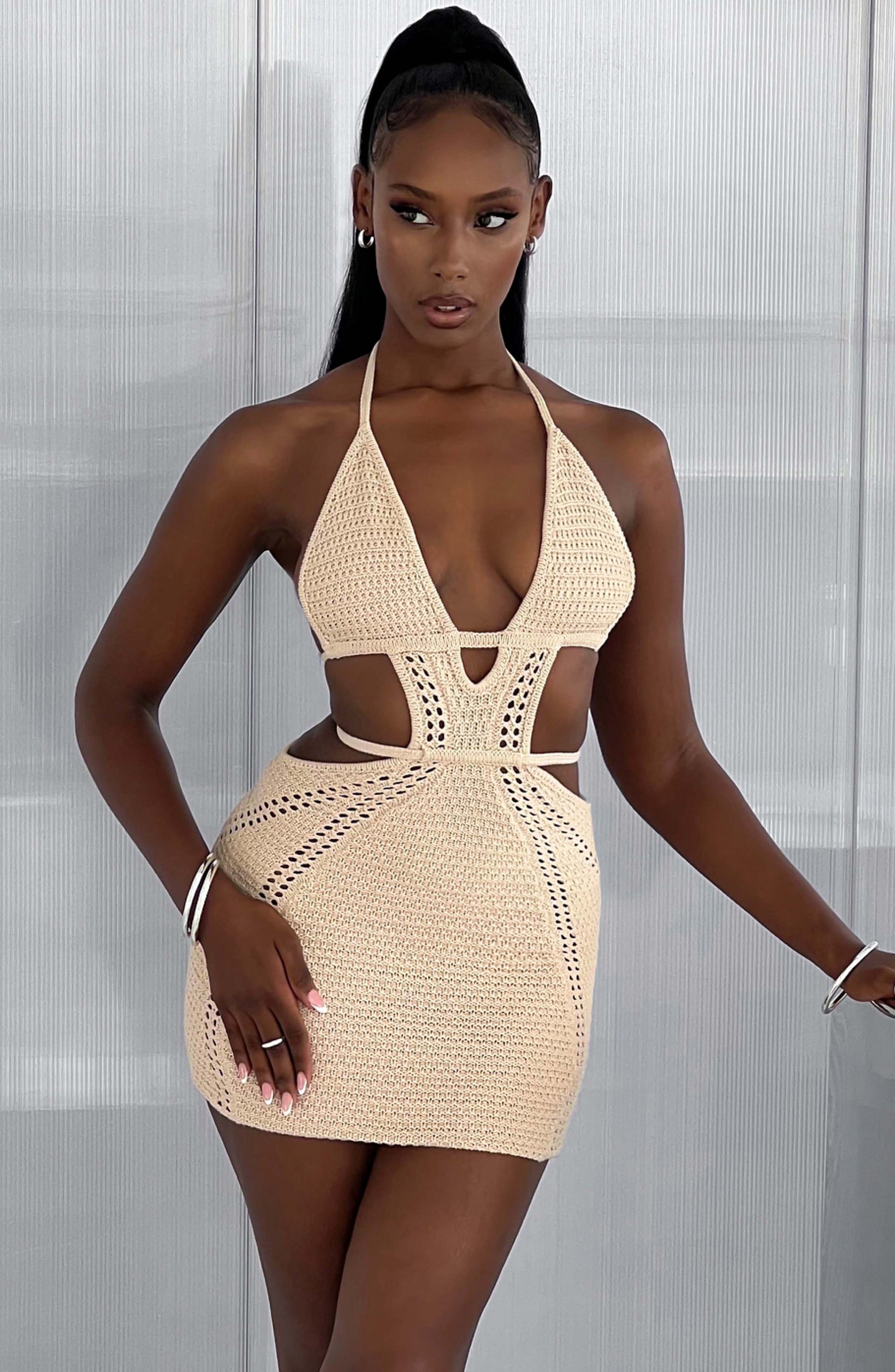 Dámské minišaty Selena - Krémová