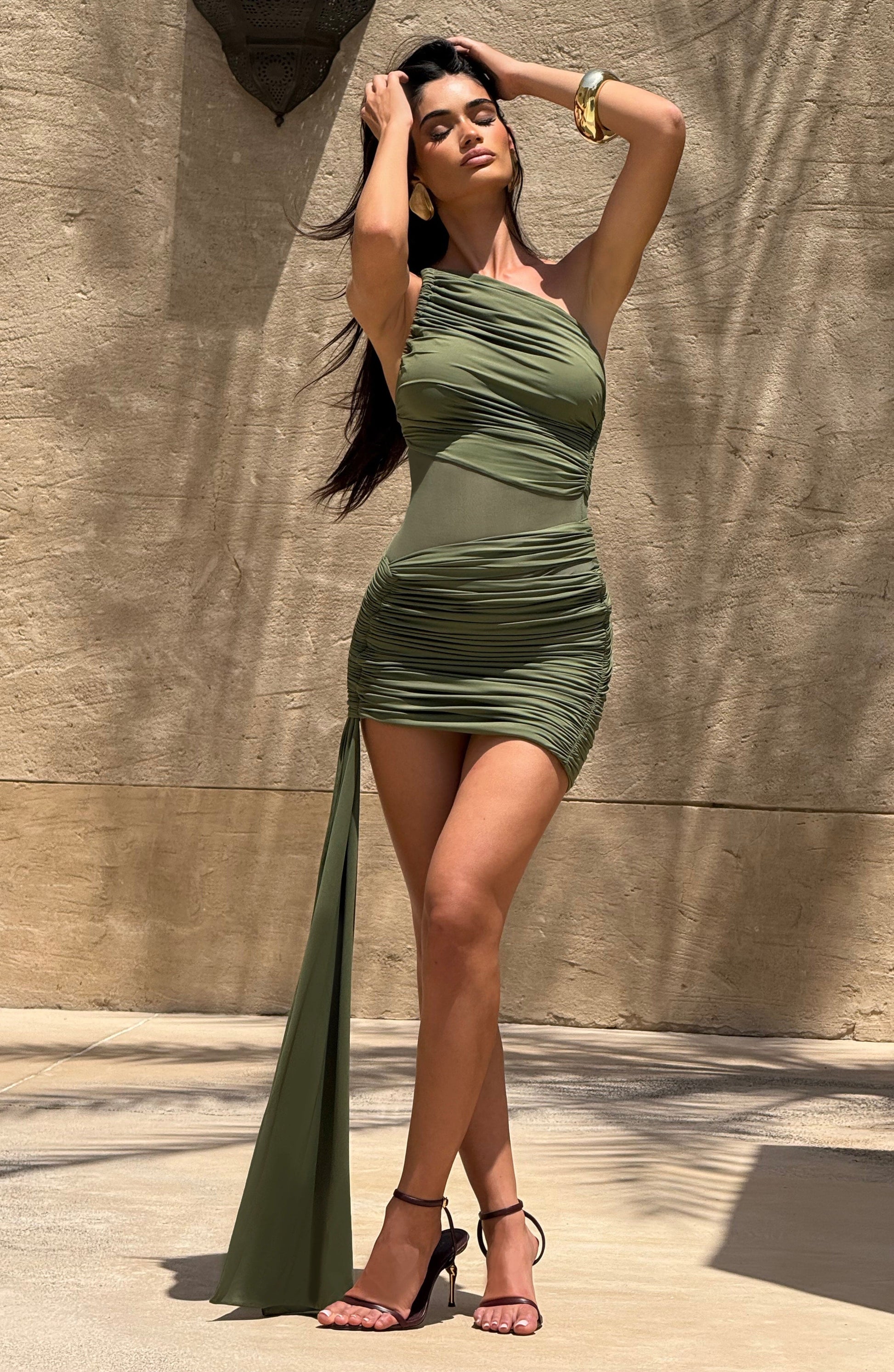 Shazia Mini Šaty - Khaki