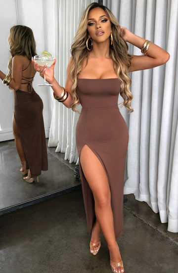 Victoria Maxi Šaty - Čokoláda